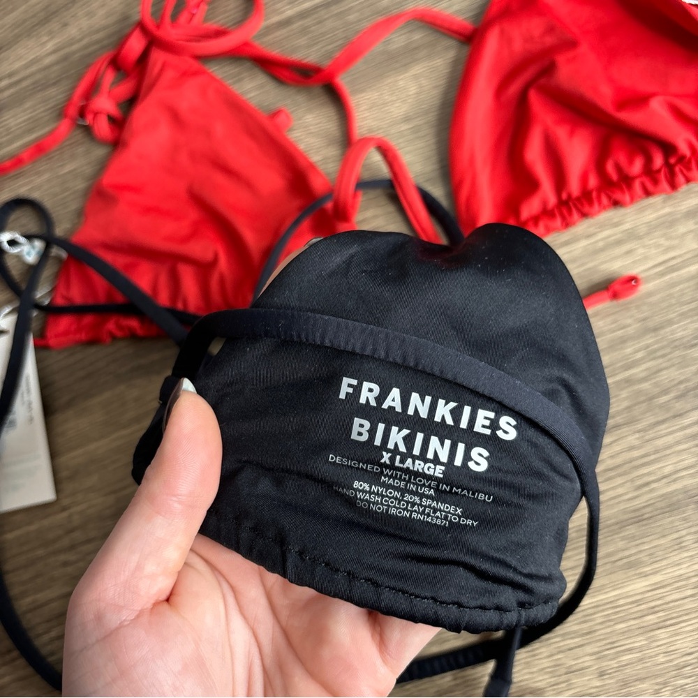 NWT Frankies Bikinis BUNDLE! Lumia Triangle Bikini Top in Red + Black ! - Picture 6 of 7